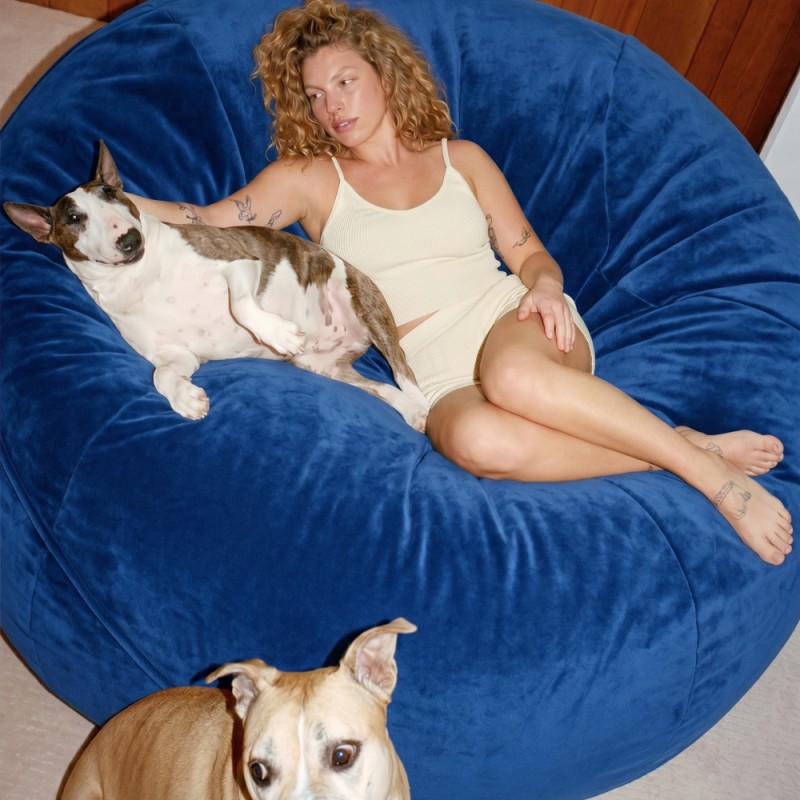 Сhair pouf for home Cloud Large Velor Monaco Blue