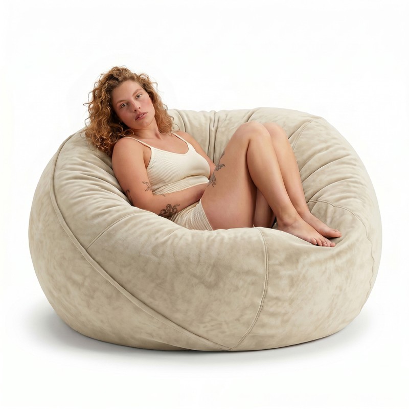 Frameless armchair (soft pouf) Cloud Medium Velor French Vanilly
