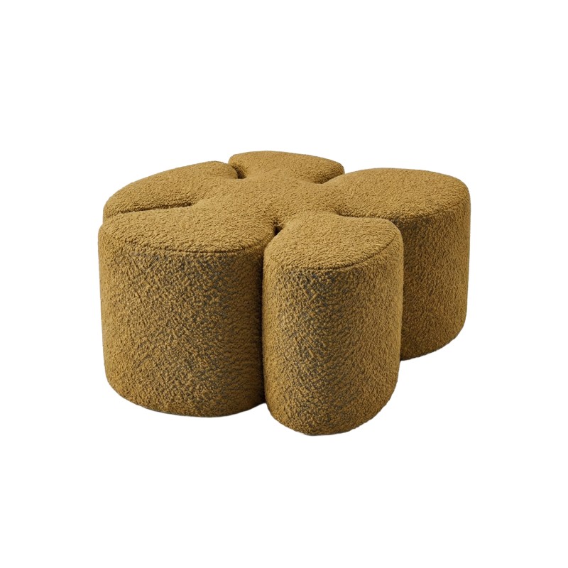 Designer pouf MAK BOUCLE MOSTAZA