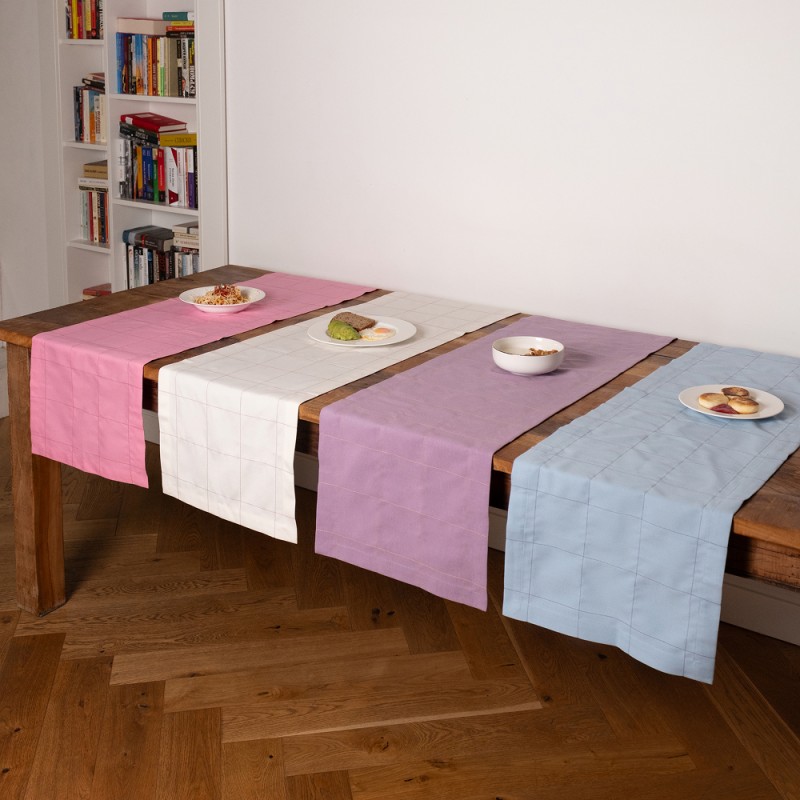Meringue Check Runner Blue with royal blue Check