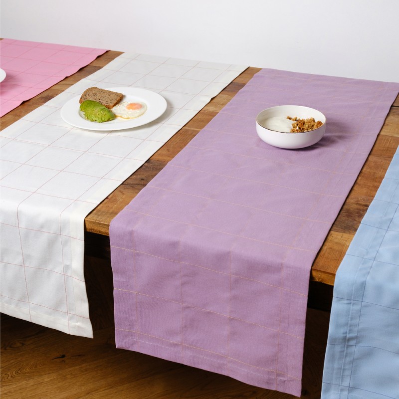 Meringue Check Runner Lilac with Yellow Check