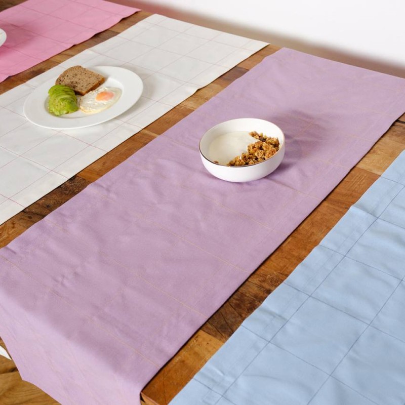 Meringue Check Runner Lilac with Yellow Check